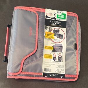 Mead Five Star Pink & Gray 3” 3-Ring Zipper Binder 850 Sheet Capacity NEW